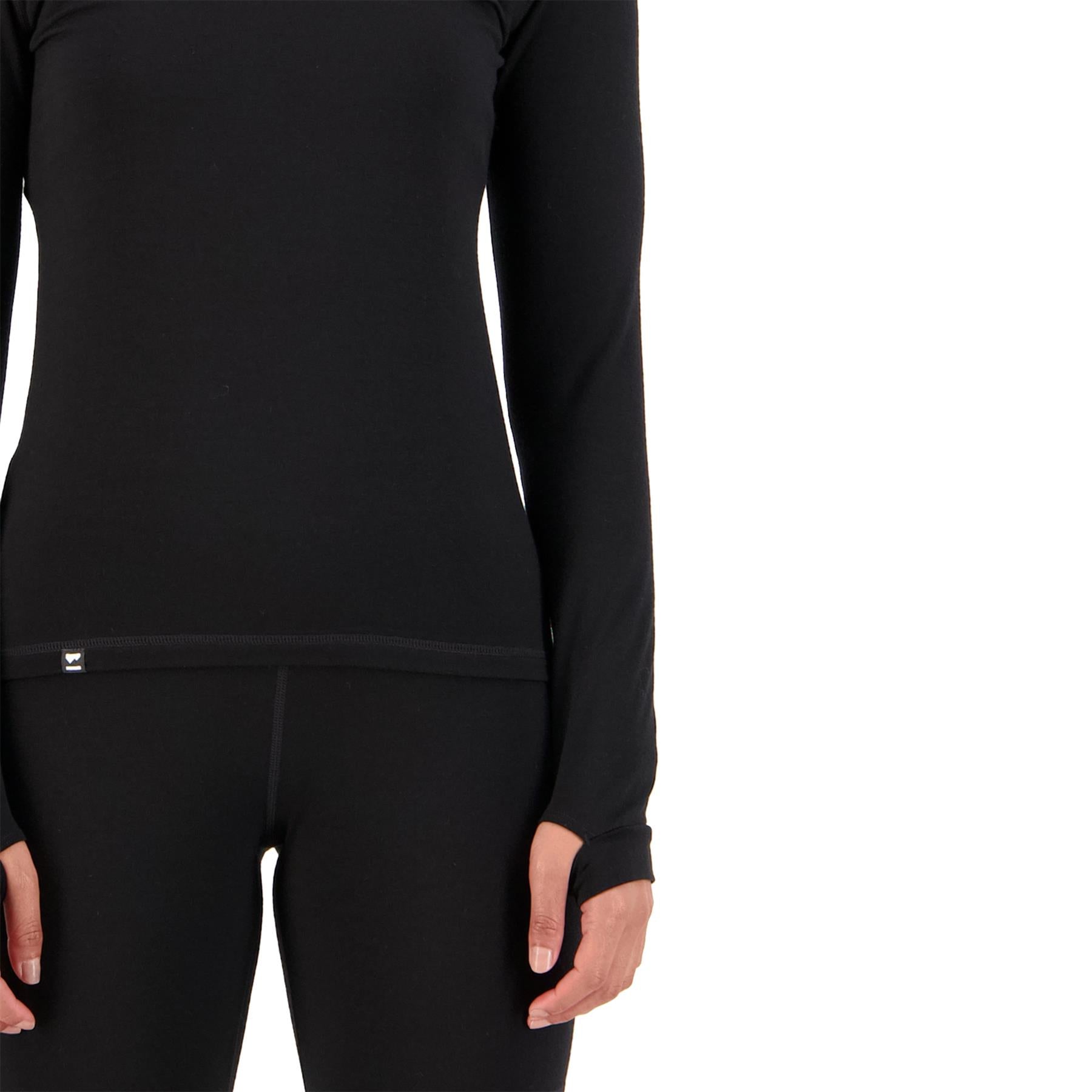 Mons Royale Womens Cascade Merino Base Layer LS Top Black