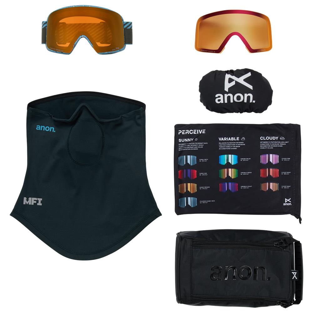 Anon M6 MFI Goggles Alpine Terra - Perceive Sunny Bronze + Cloudy Burst Lens + Face Mask