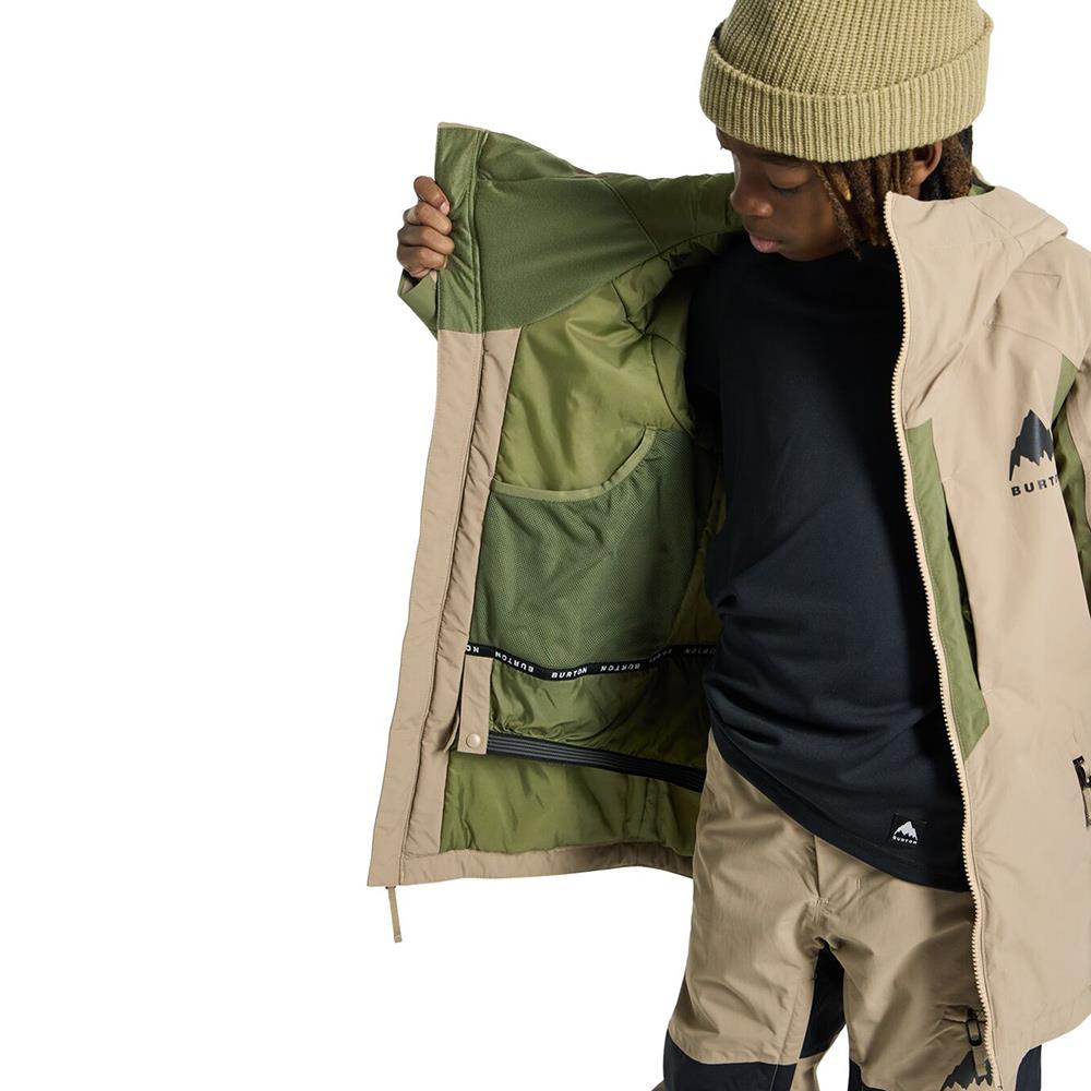Burton Kids Hillslope Jacket Summit Taupe/Forest Moss