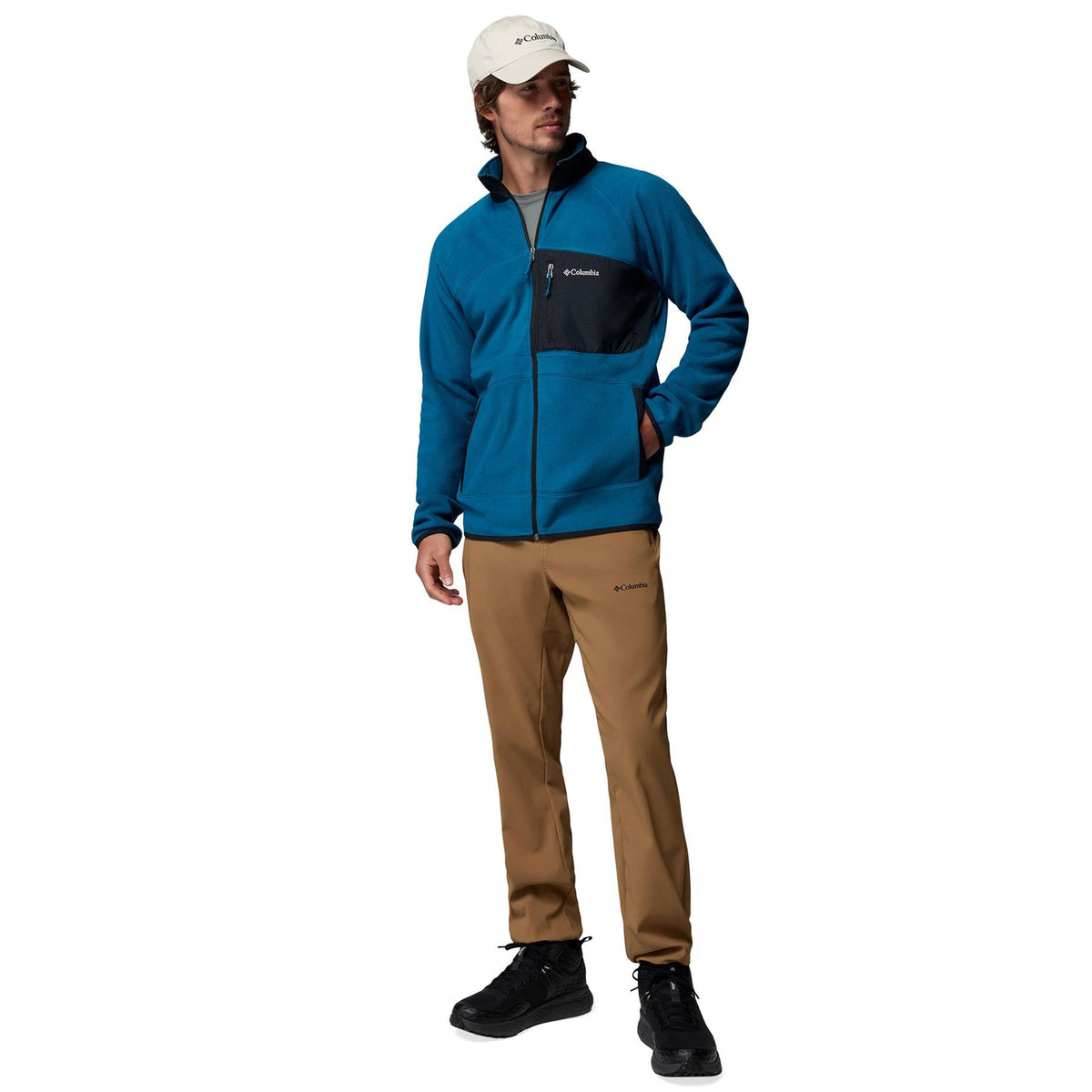 Columbia Fast Trek Overlay Full Zip Mens Fleece Phoenix Blue / Black