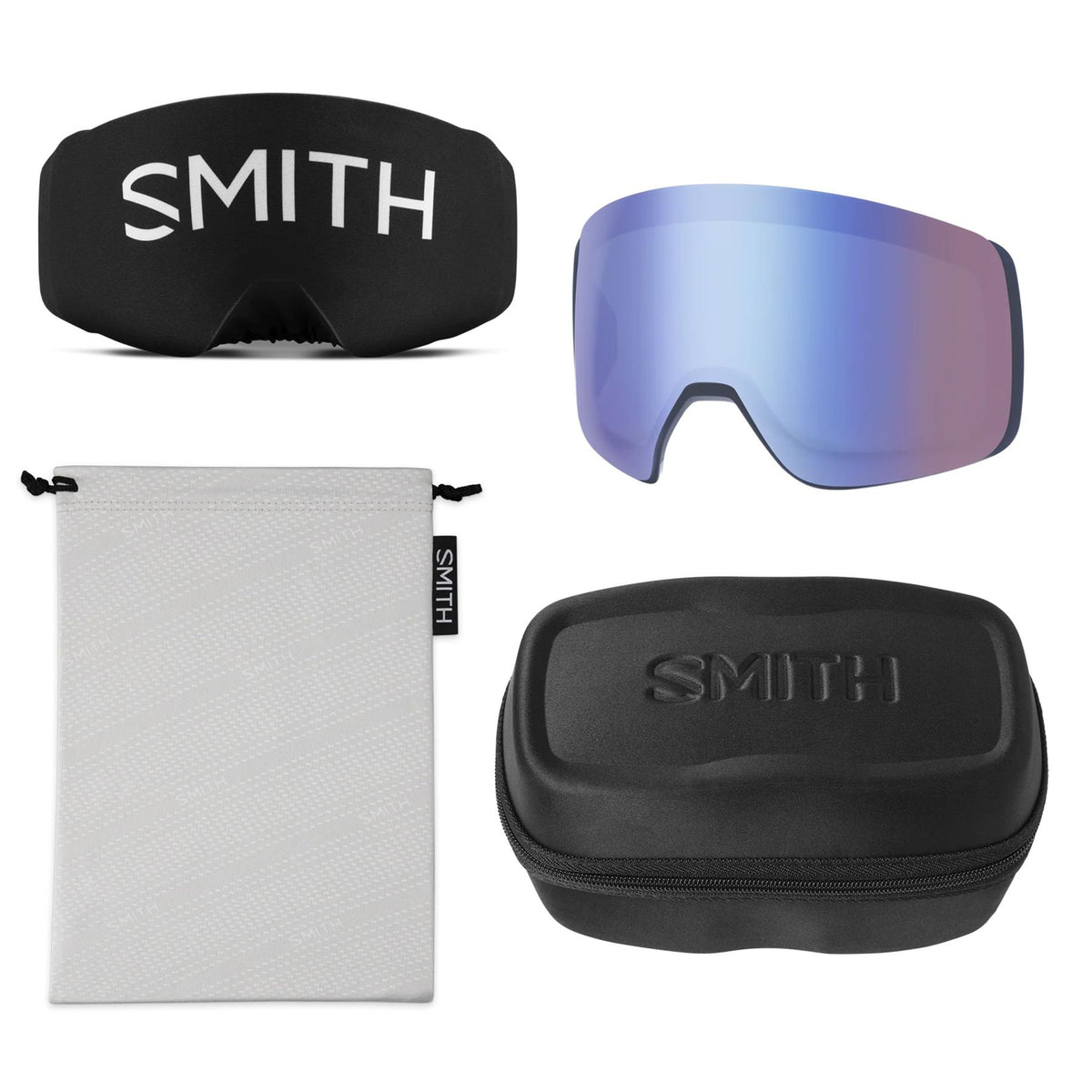 Smith 4D MAG XL Goggles Black - Chromapop Everyday Blue Mirror + Spare Lens