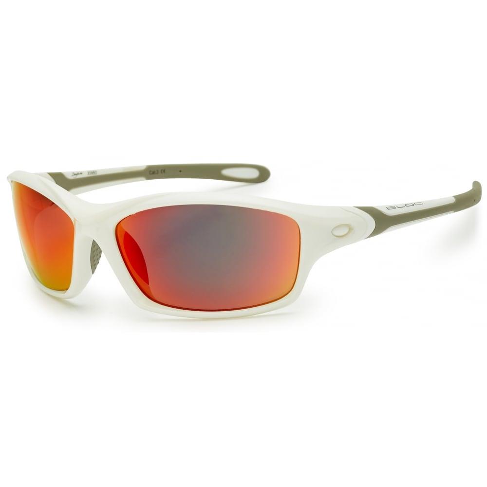 Bloc Daytona Sunglasses Shiny White - Red Mirror Lens