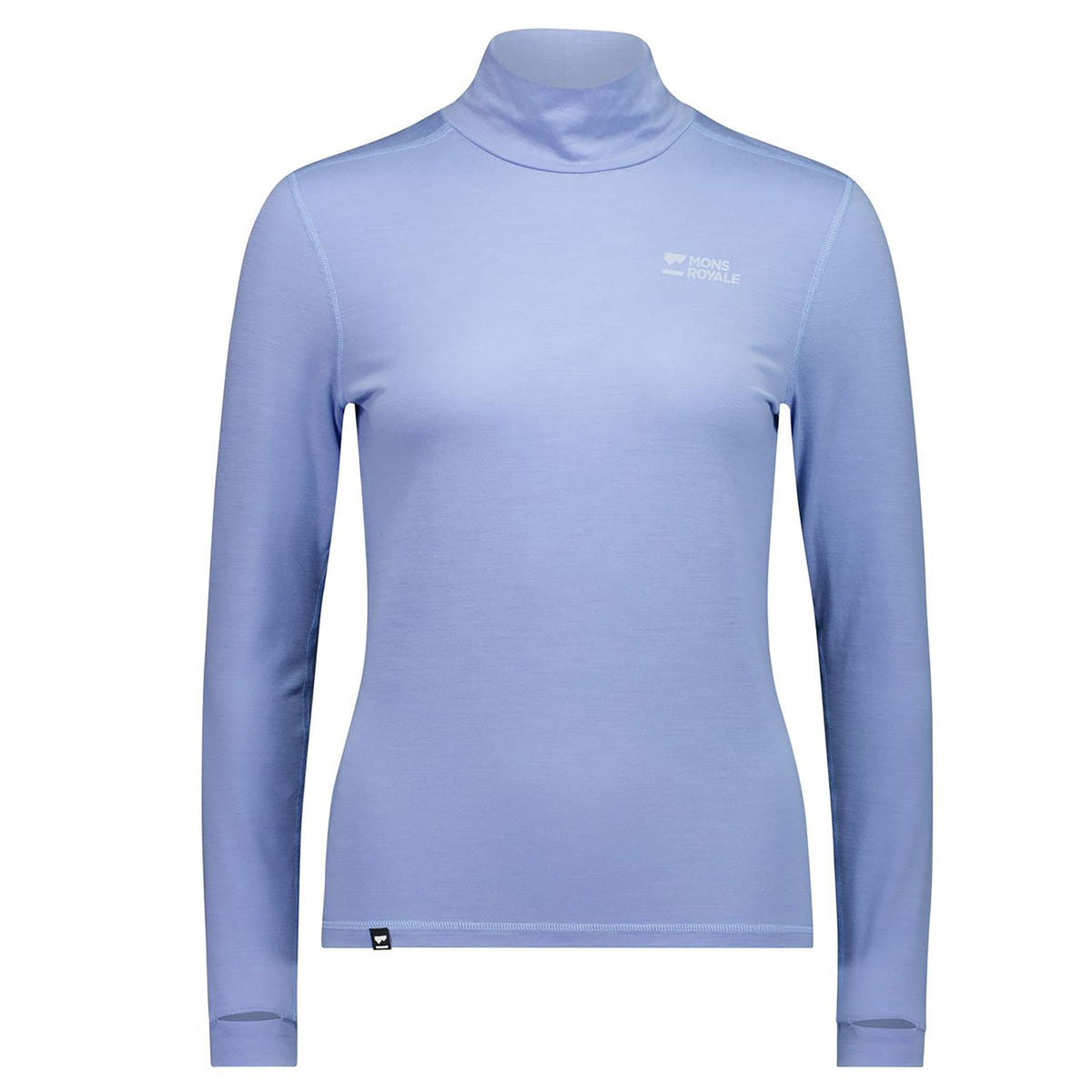 Mons Royale Womens Cascade Merino Base Layer Mock Neck LS Top Black Moonstone