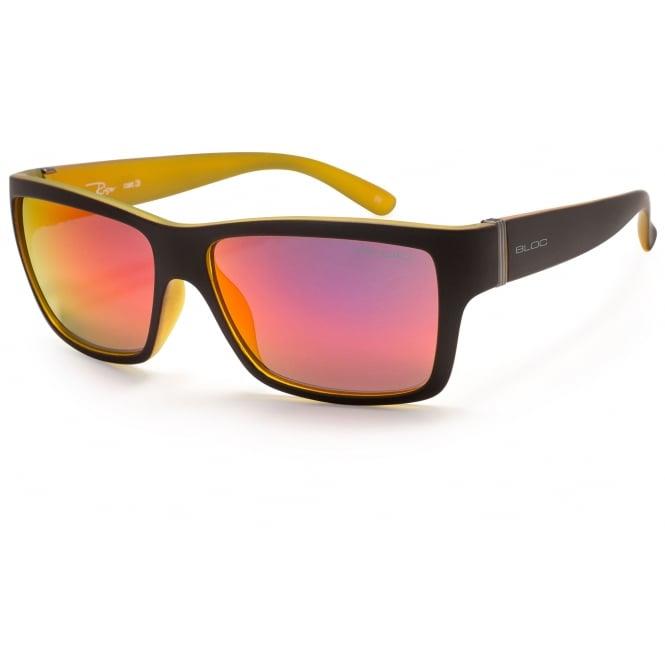 Bloc Riser Sunglasses Matt Black/Yellow - Red Mirror Lens