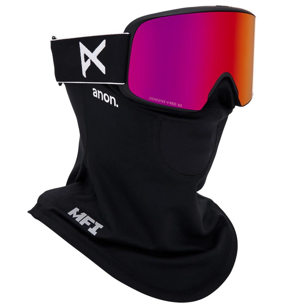 Anon M6 MFI Goggles Black - Perceive Sunny Red + Cloudy Burst Lens + Face Mask