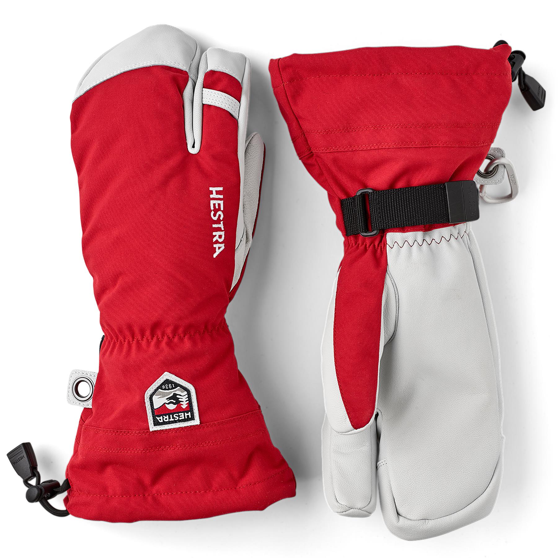 Hestra Army Leather Heli Ski 3-Finger Mitts Red