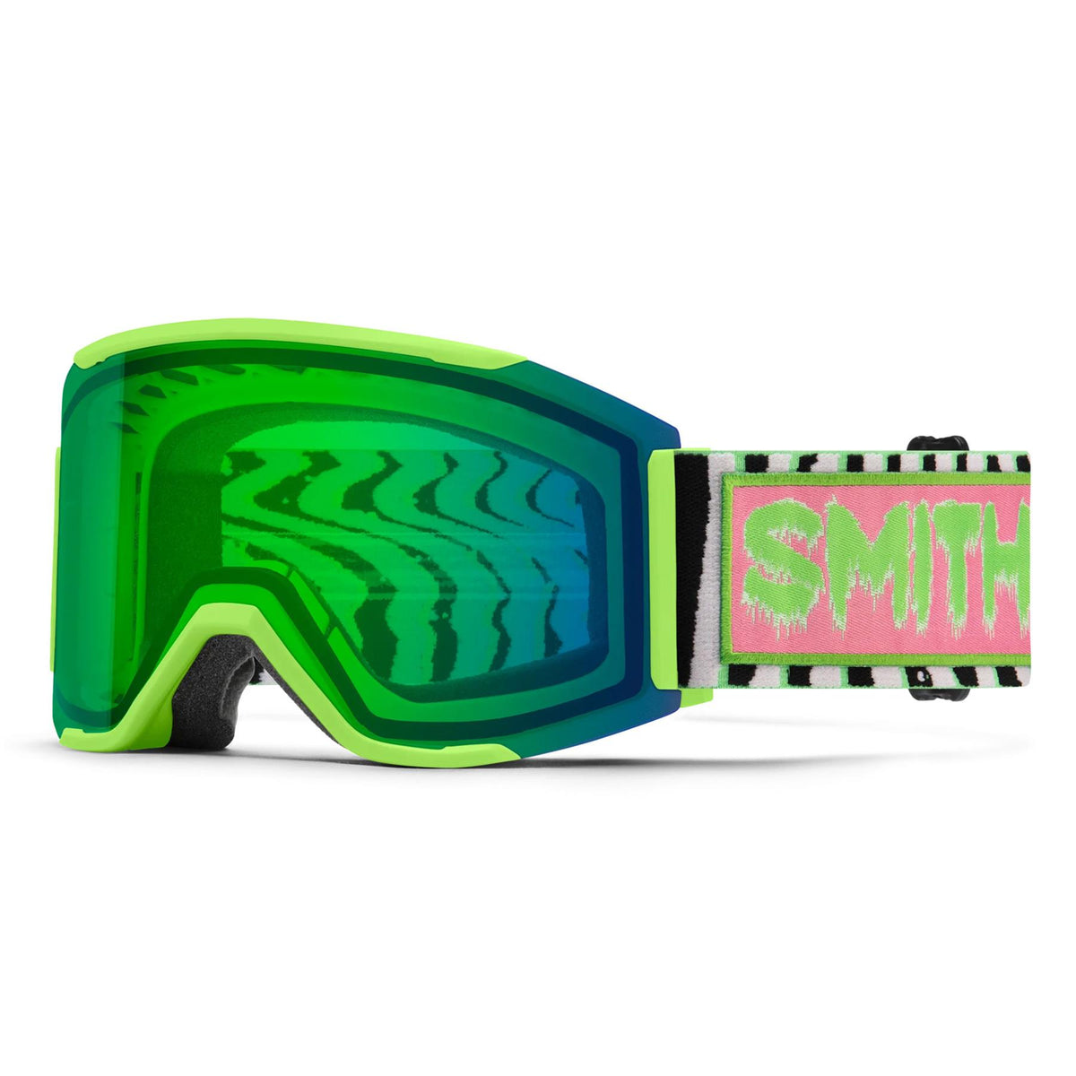 Smith Squad MAG Goggles Slime Static Shag - Chromapop Everyday Green Mirror + Spare Lens