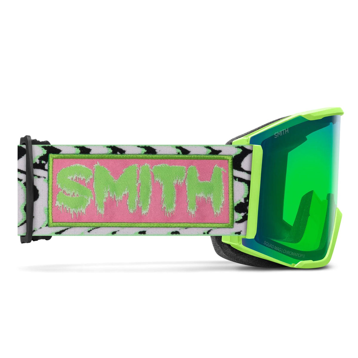 Smith Squad MAG Goggles Slime Static Shag - Chromapop Everyday Green Mirror + Spare Lens