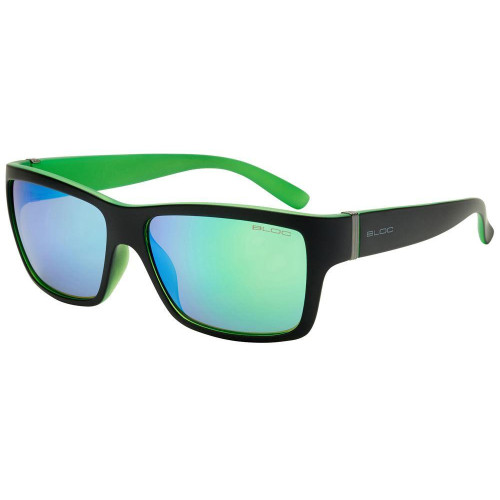 Bloc Riser Sunglasses Matt Black With Green - Green Mirror Lens