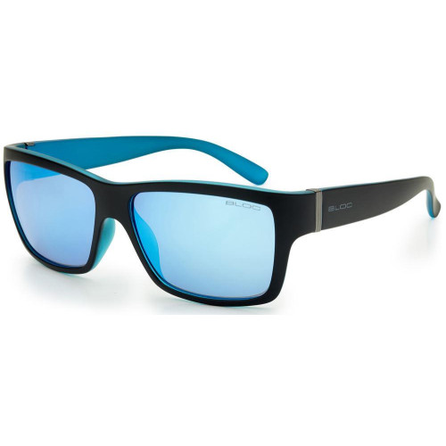 Bloc Riser Sunglasses Mat Black With Blue - Blue Mirror Lens