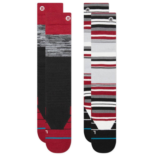 Stance Blocked Ski + Snowboard Socks Red - 2 Pack