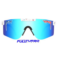 Pit Viper The Absolute Freedom Polarized Double Wide Sunglasses White/Blue-Red Splatter - Polarized Blue Revo Mirror